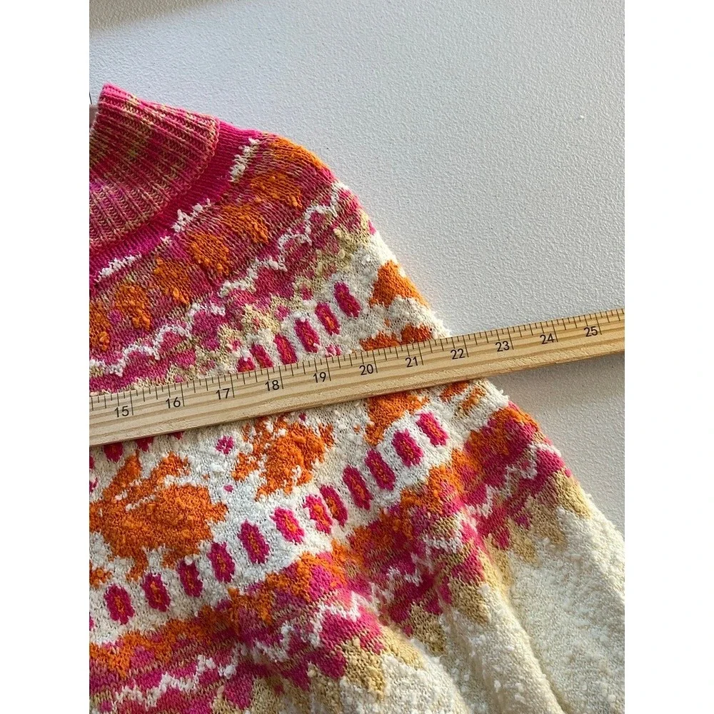 Free People Rabbit‎ Fair Isle Knit Sweater Pink & Orange Size XS